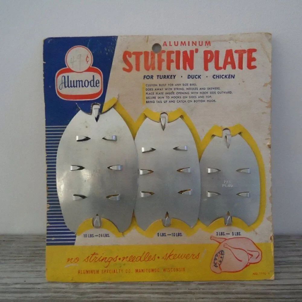 Vintage Poultry Stuffing Plate 1950s Aluminum Specialty Co Manitowoc Wisconsin